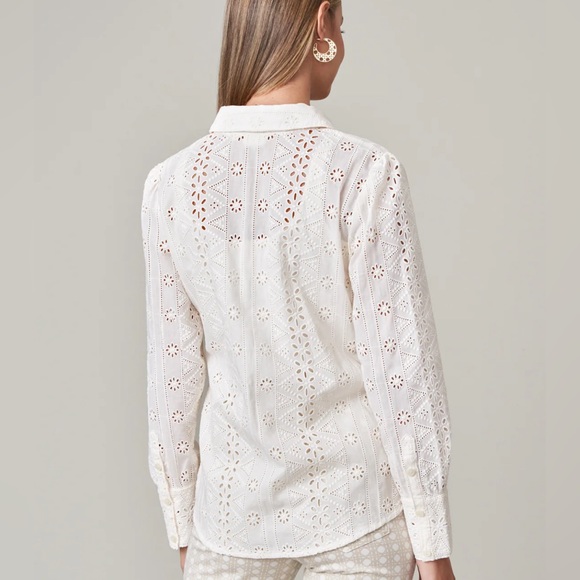 Spartina white eyelet crocheted button shirt - Picture 8 of 8